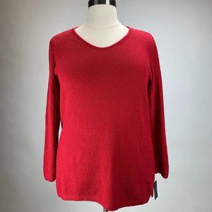 Sweater, Red, Textured Tunic 1X & 2X